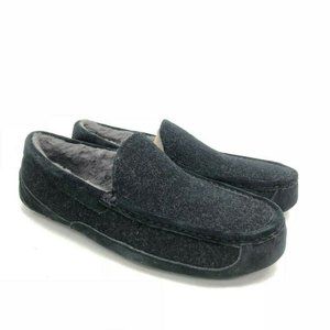 UGG NEW ASCOT WOOL SHEARLING SLIPPERS BLACK